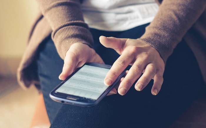 A person using a smartphone